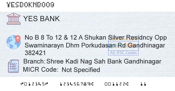 Yes Bank Shree Kadi Nag Sah Bank GandhinagarBranch 