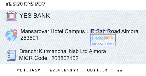 Yes Bank Kurmanchal Nsb Ltd AlmoraBranch 