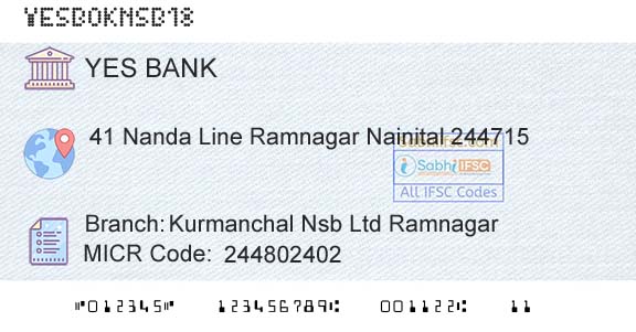 Yes Bank Kurmanchal Nsb Ltd RamnagarBranch 