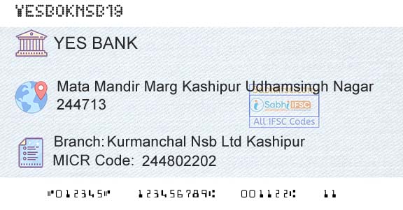 Yes Bank Kurmanchal Nsb Ltd KashipurBranch 