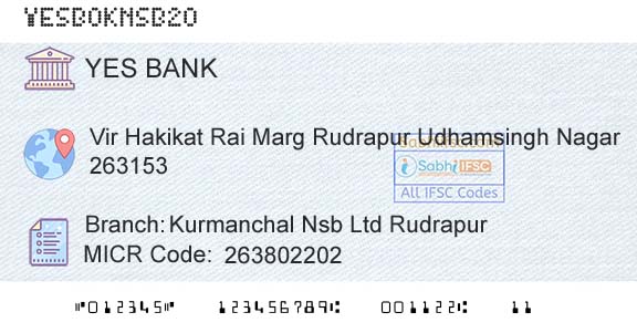 Yes Bank Kurmanchal Nsb Ltd RudrapurBranch 