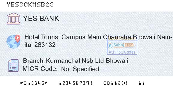 Yes Bank Kurmanchal Nsb Ltd BhowaliBranch 