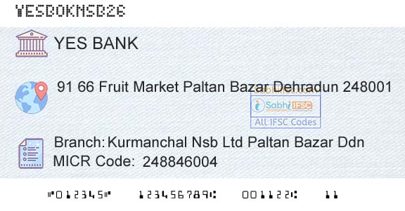 Yes Bank Kurmanchal Nsb Ltd Paltan Bazar DdnBranch 