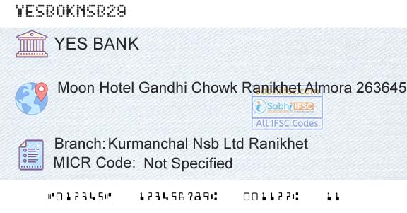 Yes Bank Kurmanchal Nsb Ltd RanikhetBranch 