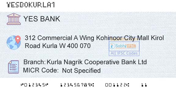Yes Bank Kurla Nagrik Cooperative Bank LtdBranch 