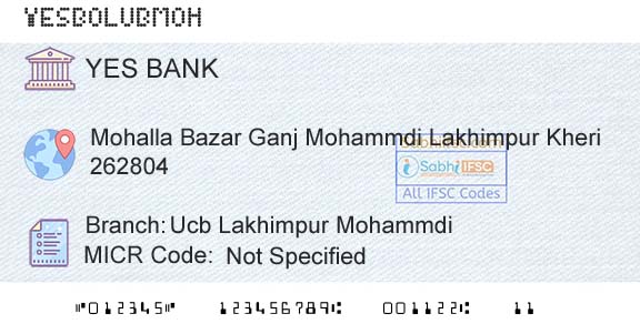Yes Bank Ucb Lakhimpur MohammdiBranch 