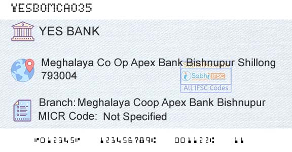 Yes Bank Meghalaya Coop Apex Bank BishnupurBranch 