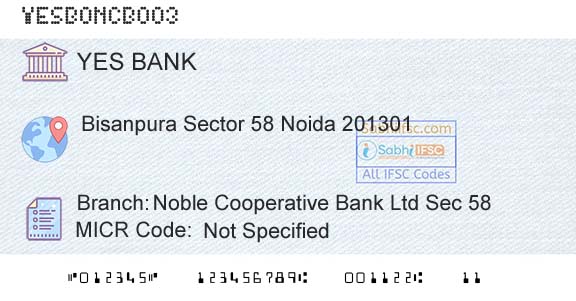 Yes Bank Noble Cooperative Bank Ltd Sec 58Branch 