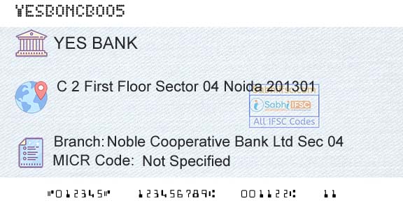 Yes Bank Noble Cooperative Bank Ltd Sec 04Branch 