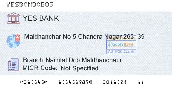 Yes Bank Nainital Dcb MaldhanchaurBranch 