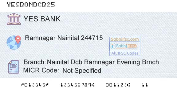 Yes Bank Nainital Dcb Ramnagar Evening BrnchBranch 