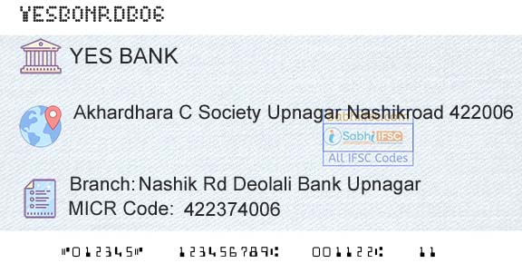 Yes Bank Nashik Rd Deolali Bank UpnagarBranch 