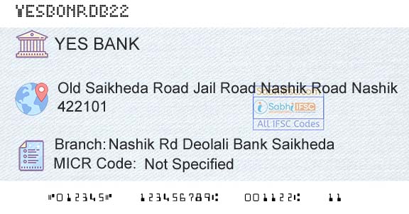 Yes Bank Nashik Rd Deolali Bank SaikhedaBranch 