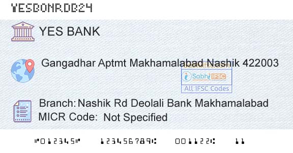 Yes Bank Nashik Rd Deolali Bank MakhamalabadBranch 