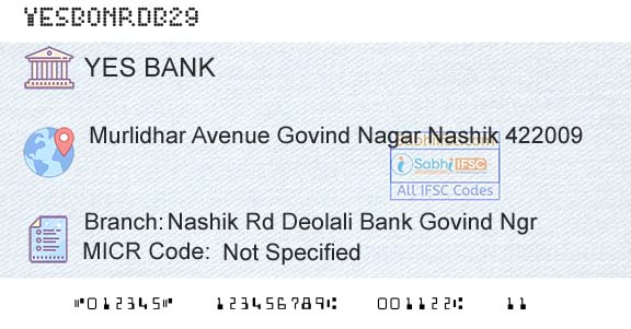 Yes Bank Nashik Rd Deolali Bank Govind NgrBranch 