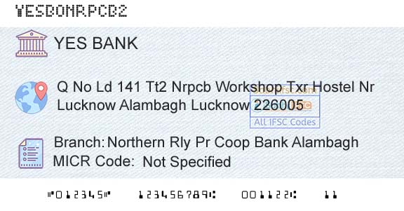 Yes Bank Northern Rly Pr Coop Bank AlambaghBranch 