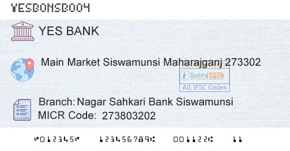 Yes Bank Nagar Sahkari Bank SiswamunsiBranch 