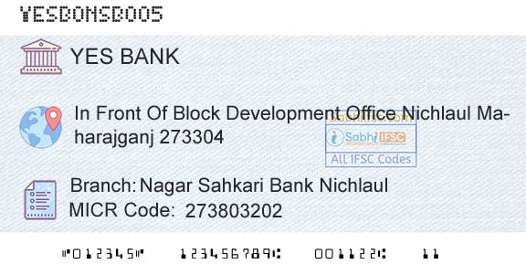 Yes Bank Nagar Sahkari Bank NichlaulBranch 