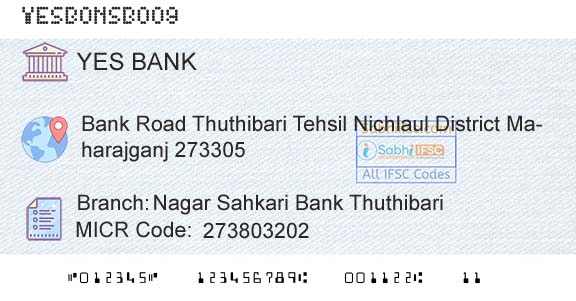 Yes Bank Nagar Sahkari Bank ThuthibariBranch 