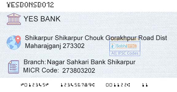 Yes Bank Nagar Sahkari Bank ShikarpurBranch 