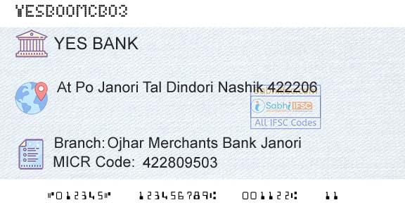 Yes Bank Ojhar Merchants Bank JanoriBranch 