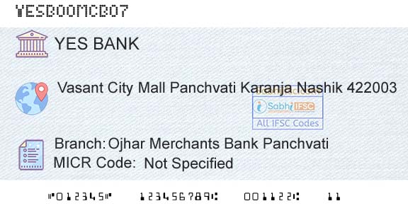 Yes Bank Ojhar Merchants Bank PanchvatiBranch 
