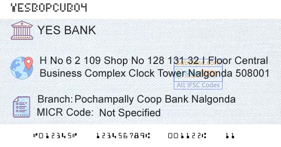 Yes Bank Pochampally Coop Bank NalgondaBranch 