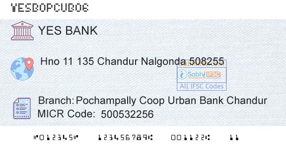 Yes Bank Pochampally Coop Urban Bank ChandurBranch 