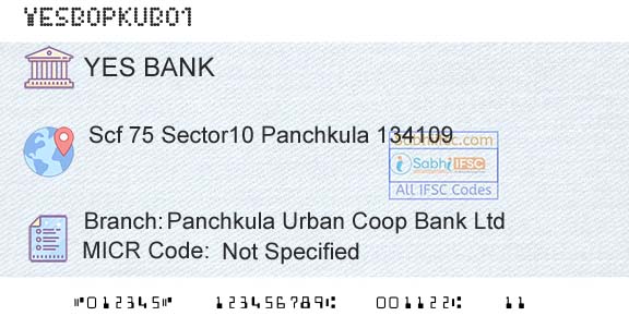 Yes Bank Panchkula Urban Coop Bank LtdBranch 
