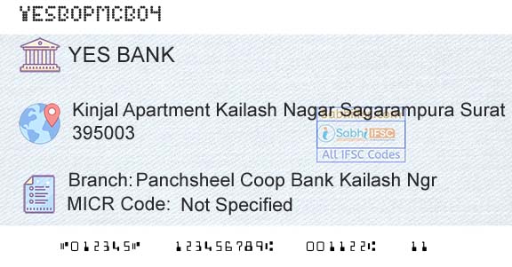 Yes Bank Panchsheel Coop Bank Kailash NgrBranch 