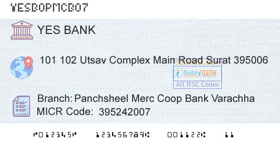 Yes Bank Panchsheel Merc Coop Bank VarachhaBranch 