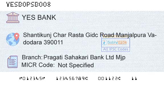 Yes Bank Pragati Sahakari Bank Ltd MjpBranch 