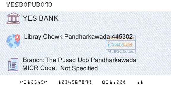 Yes Bank The Pusad Ucb PandharkawadaBranch 
