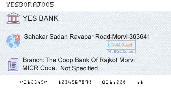 Yes Bank The Coop Bank Of Rajkot MorviBranch 