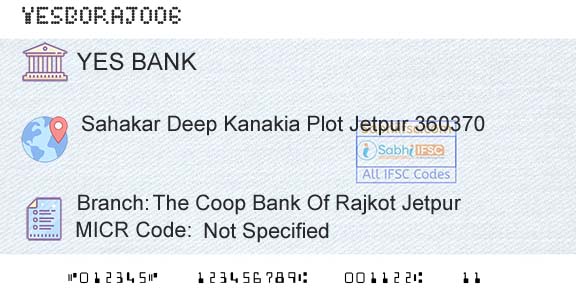 Yes Bank The Coop Bank Of Rajkot JetpurBranch 
