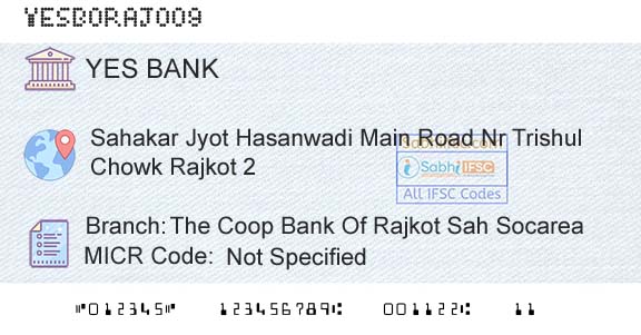 Yes Bank The Coop Bank Of Rajkot Sah SocareaBranch 