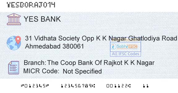 Yes Bank The Coop Bank Of Rajkot K K NagarBranch 