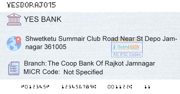 Yes Bank The Coop Bank Of Rajkot JamnagarBranch 