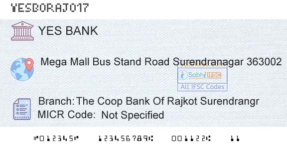 Yes Bank The Coop Bank Of Rajkot SurendrangrBranch 