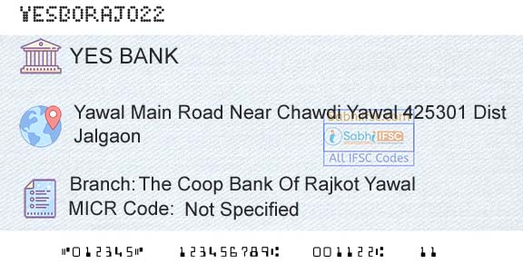 Yes Bank The Coop Bank Of Rajkot YawalBranch 