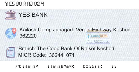 Yes Bank The Coop Bank Of Rajkot KeshodBranch 