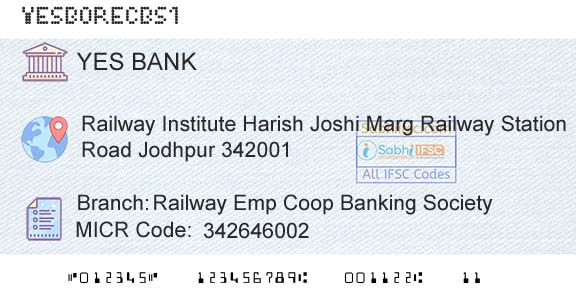 Yes Bank Railway Emp Coop Banking SocietyBranch 