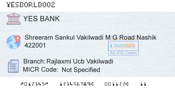 Yes Bank Rajlaxmi Ucb VakilwadiBranch 