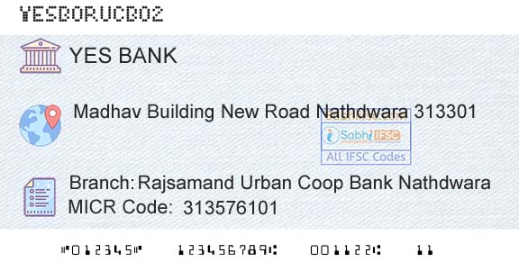 Yes Bank Rajsamand Urban Coop Bank NathdwaraBranch 
