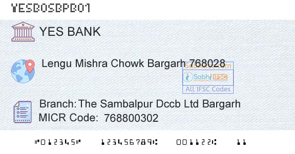 Yes Bank The Sambalpur Dccb Ltd BargarhBranch 