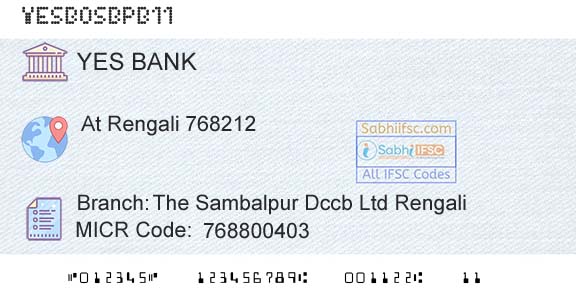 Yes Bank The Sambalpur Dccb Ltd RengaliBranch 