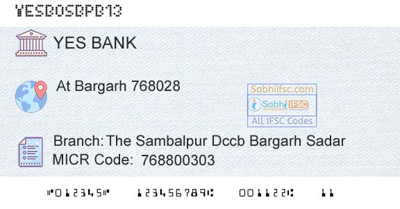 Yes Bank The Sambalpur Dccb Bargarh SadarBranch 