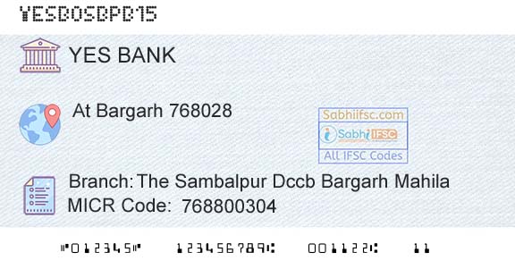 Yes Bank The Sambalpur Dccb Bargarh MahilaBranch 