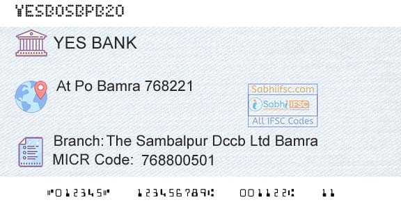 Yes Bank The Sambalpur Dccb Ltd BamraBranch 