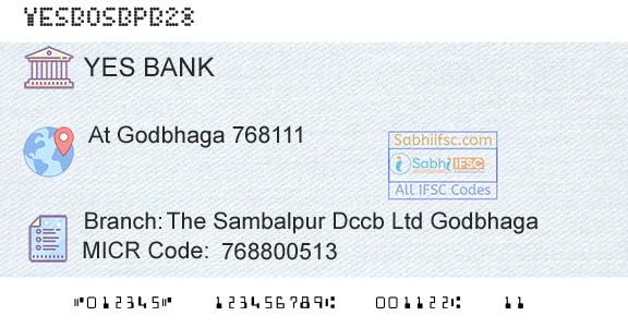 Yes Bank The Sambalpur Dccb Ltd GodbhagaBranch 